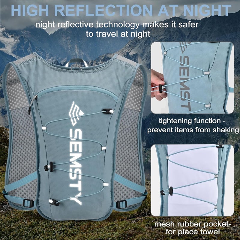 SEMSTY Running Hydration Vest 5L,Running Vest Pack with 1.5L Water Bladder,Lightweight Water Backpack for Hiking Running Cycling - Image 4